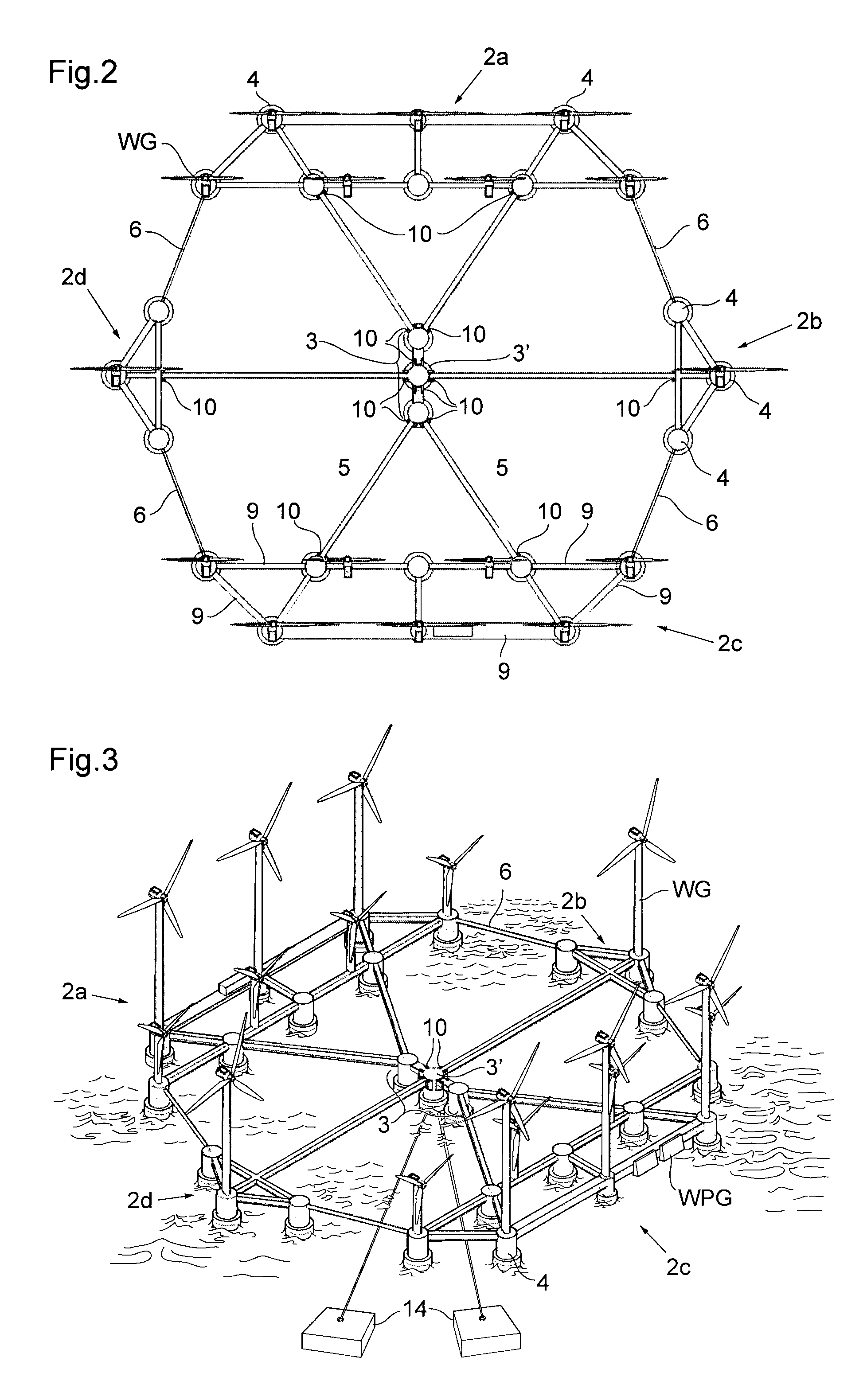 Floating platform and energy producing plant comprising such a floating platform