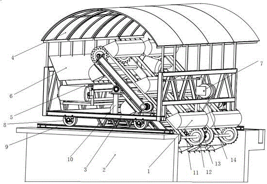 Truss-vehicle type dredging machine