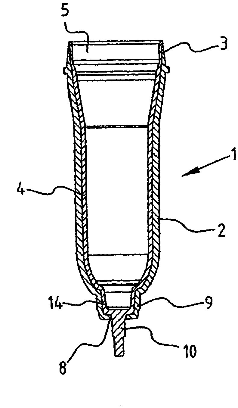 Container with deformable inner container and method for manufacture thereof