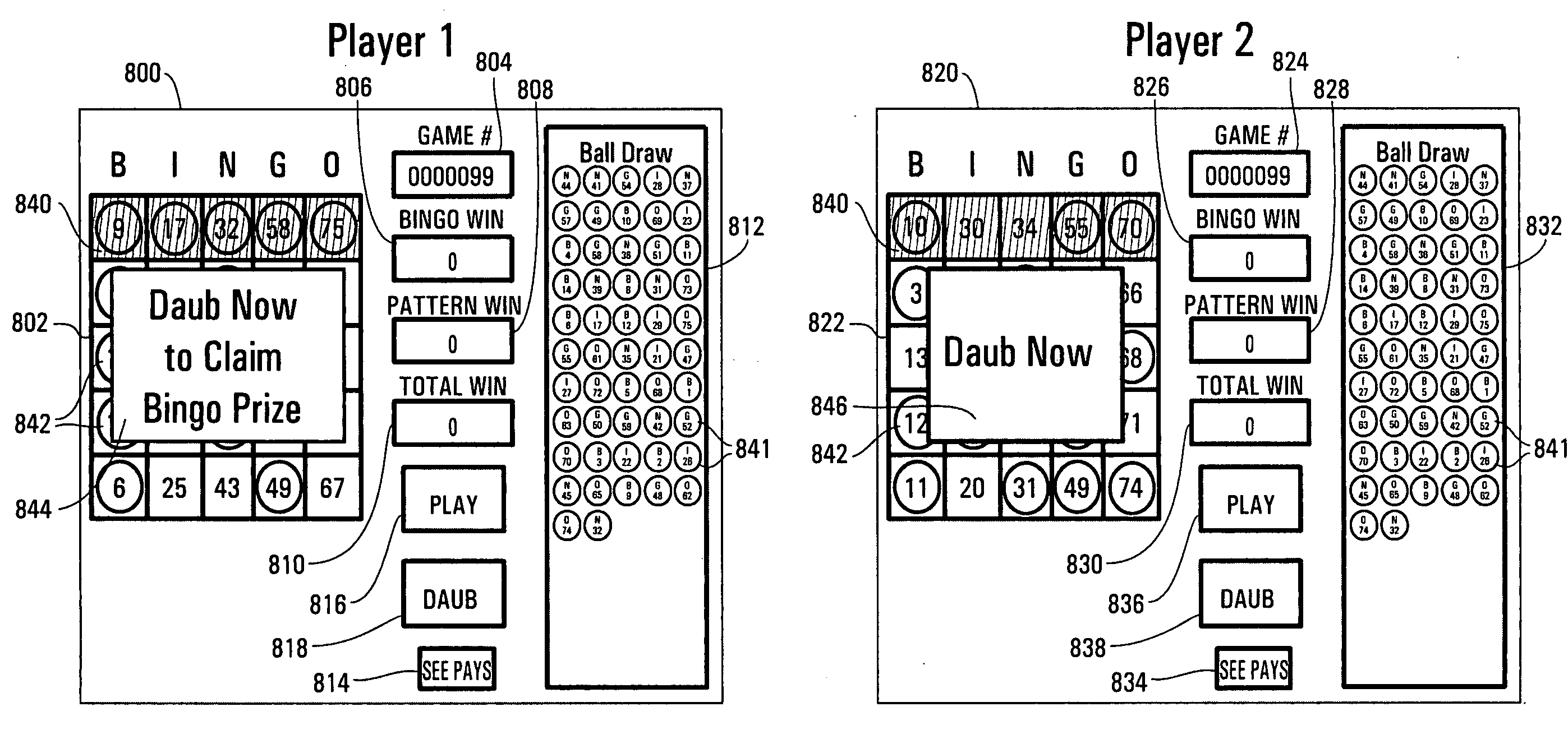 Multi-player bingo game with multi-level award amount pattern mapping