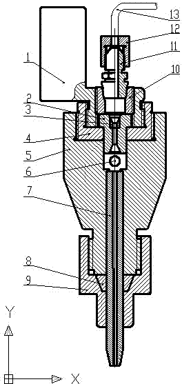Online perforating device of linear cutting machine