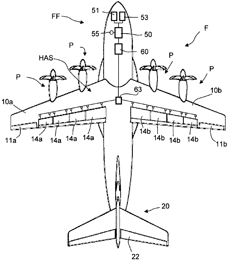 High lift system for an airplane, airplane system and propeller airplane having a high lift system