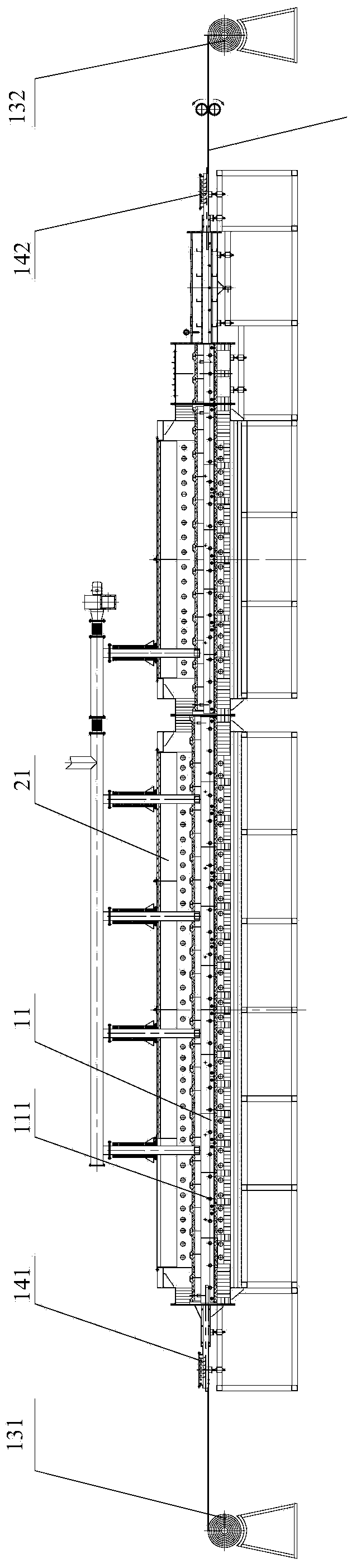 Continuous carbonization equipment and material conveying device