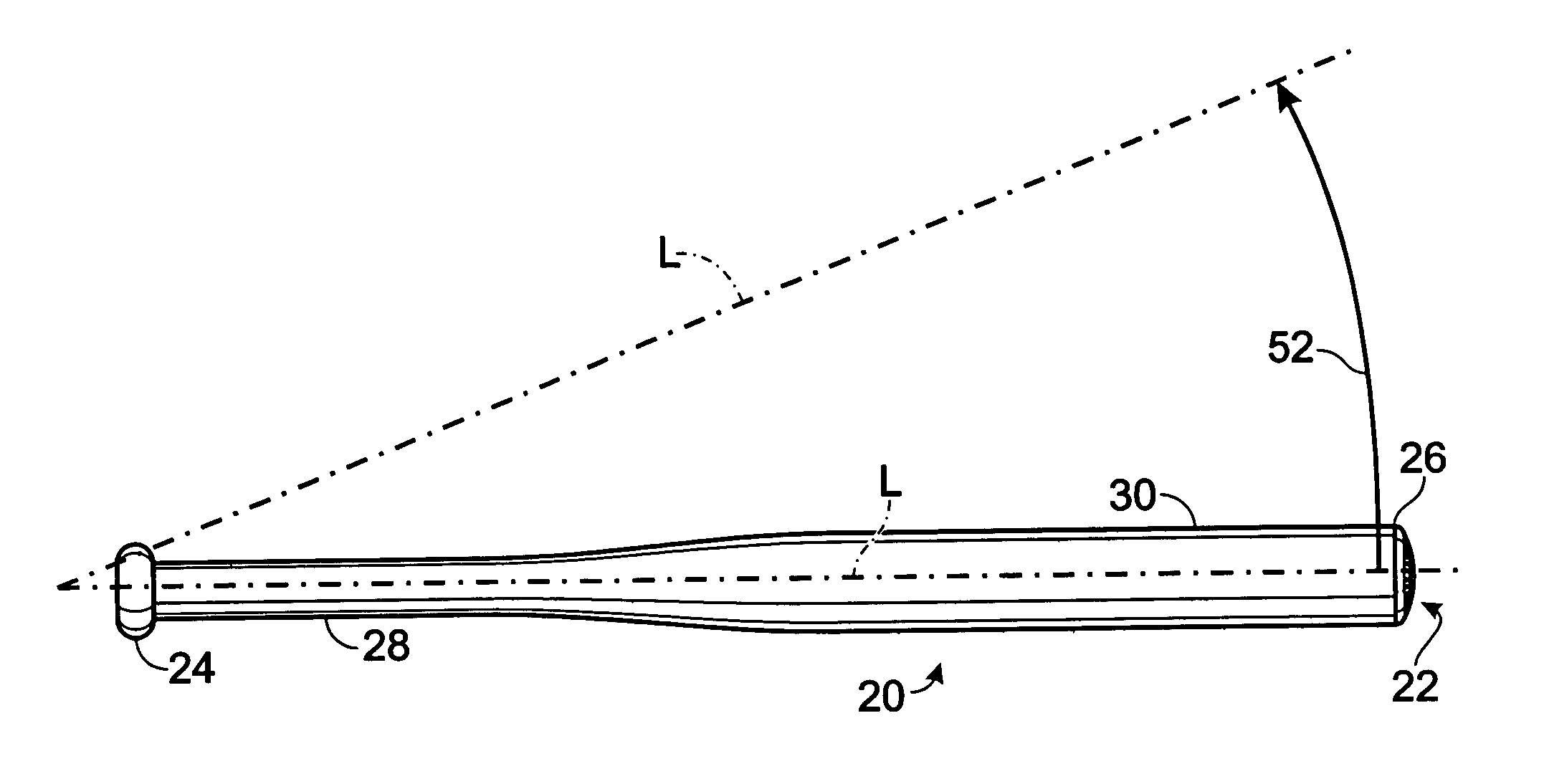 End configuration for a baseball bat
