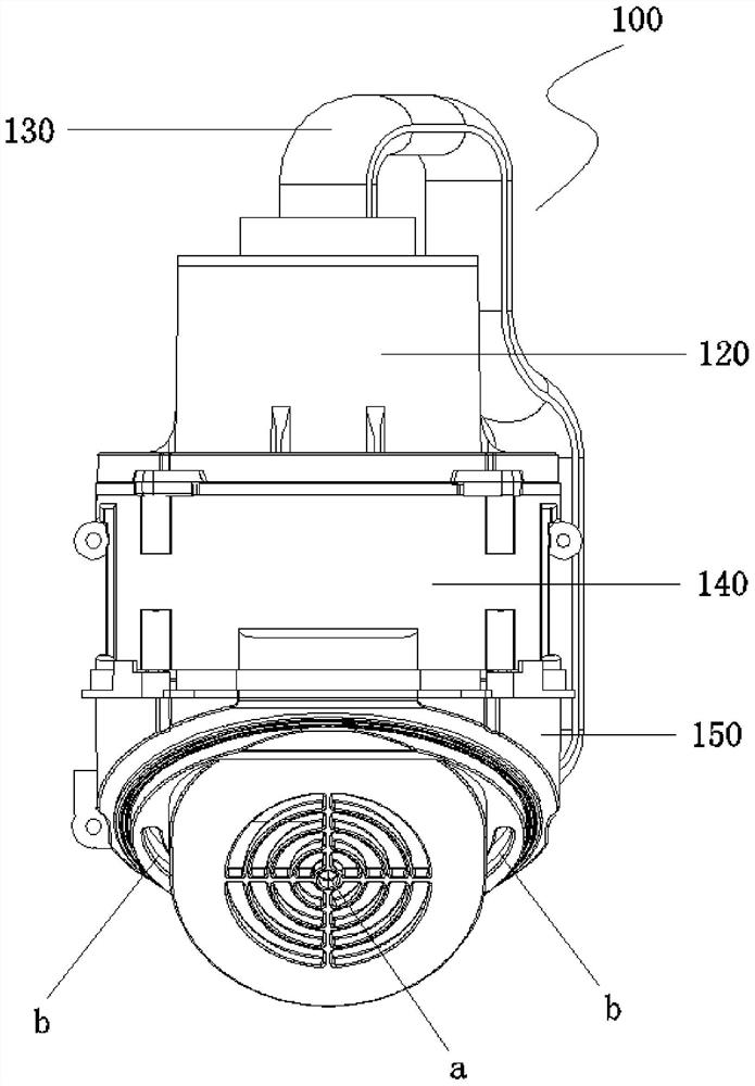 Double-inlet single-outlet suction motor system and scrubber