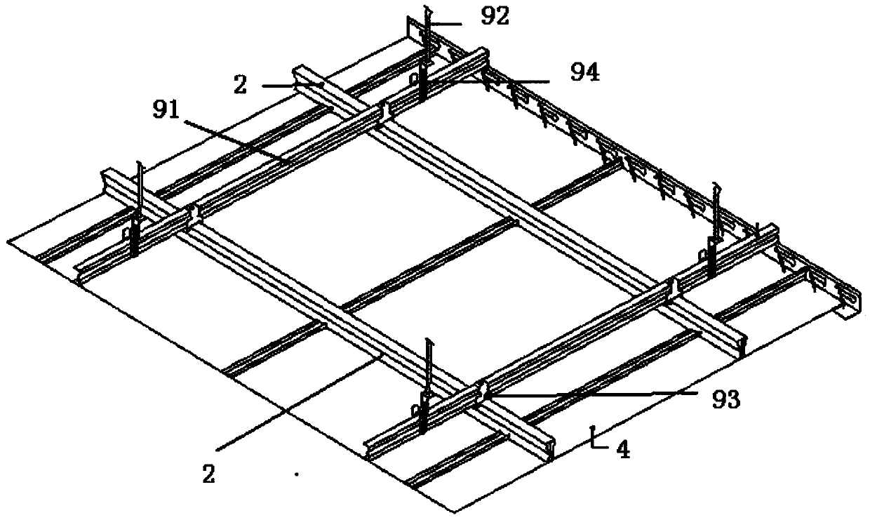A triangular keel installation structure for a building suspended ceiling