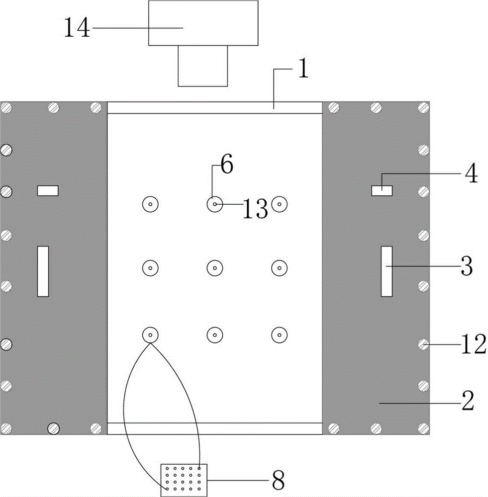 Device for testing stress condition of pile group under asymmetric edge loads