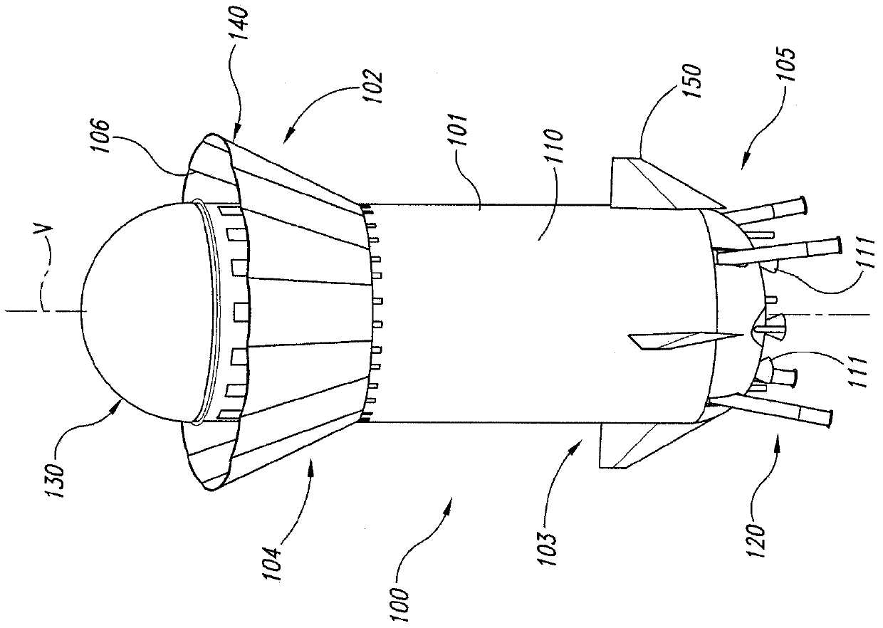 Launch vehicle with annular outer element and related systems and methods
