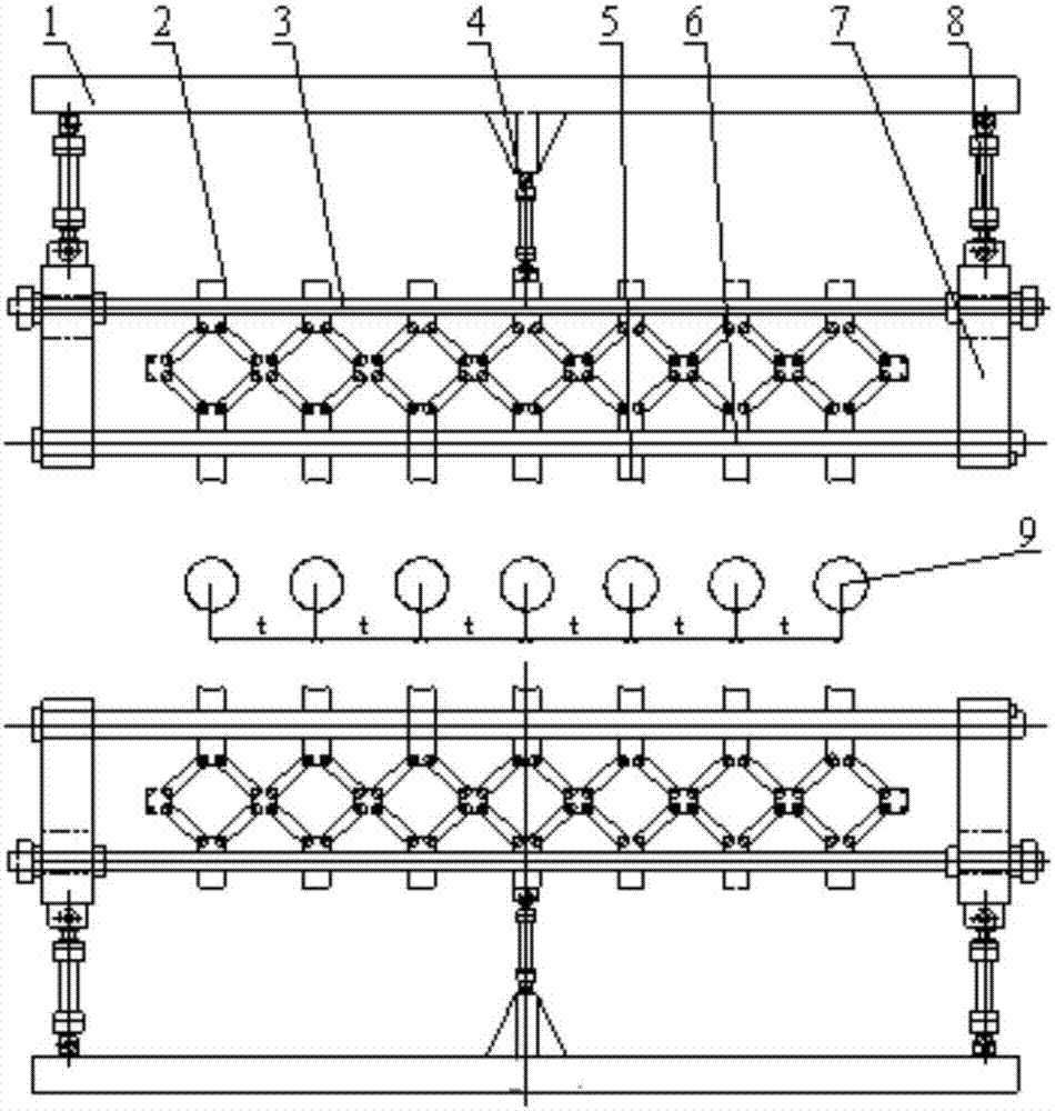Novel variable-roller-pitch connection shaft adjusting clamping mechanism