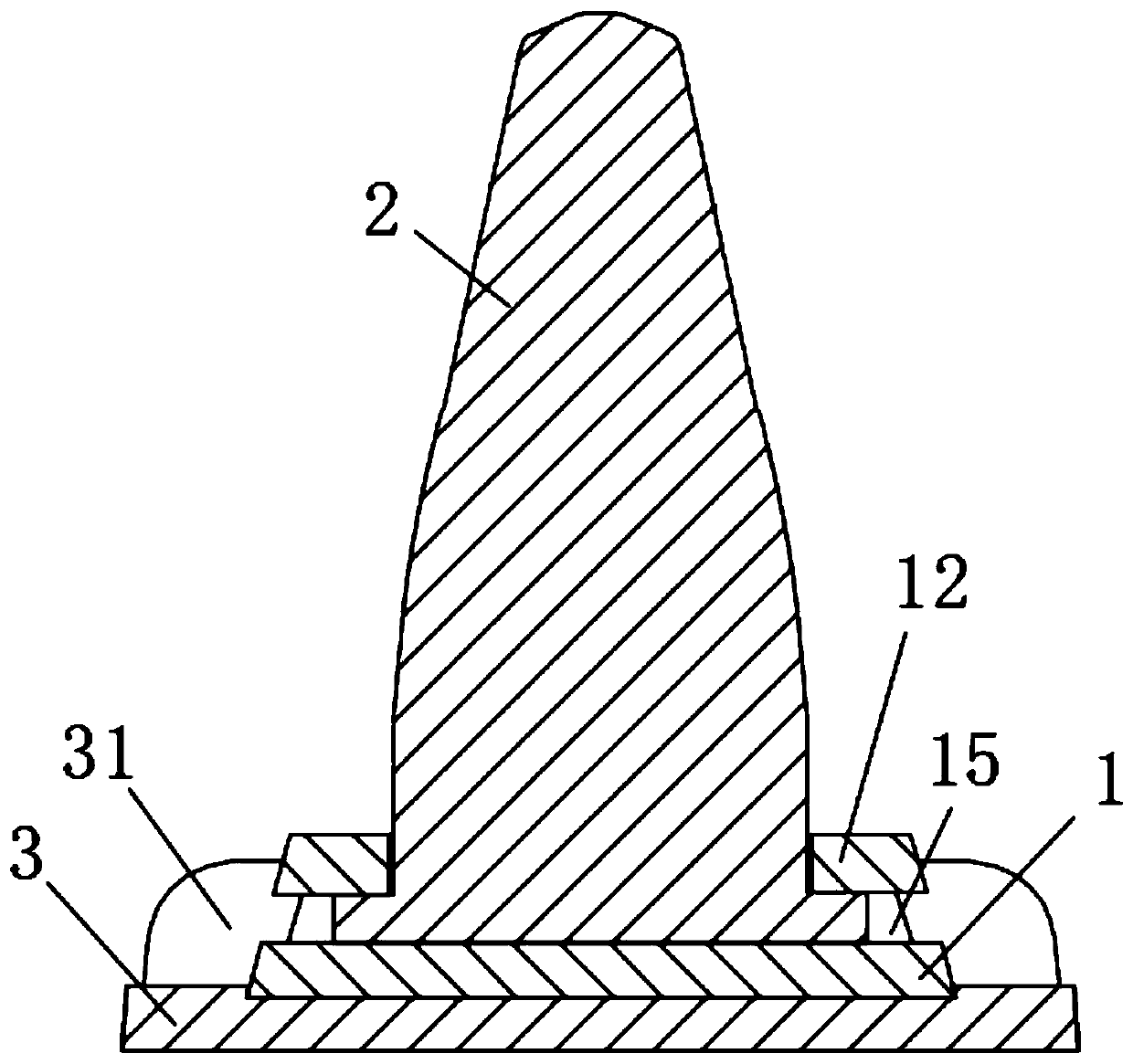 Nail column and edge-cladding glass assembly with nail column