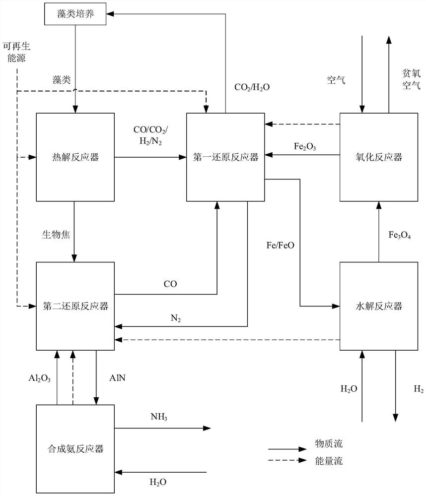 Chemical chain reaction system and method driven by high-nitrogen-content biomass