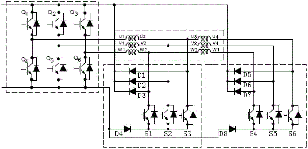 Multi-phase motor winding switching circuit
