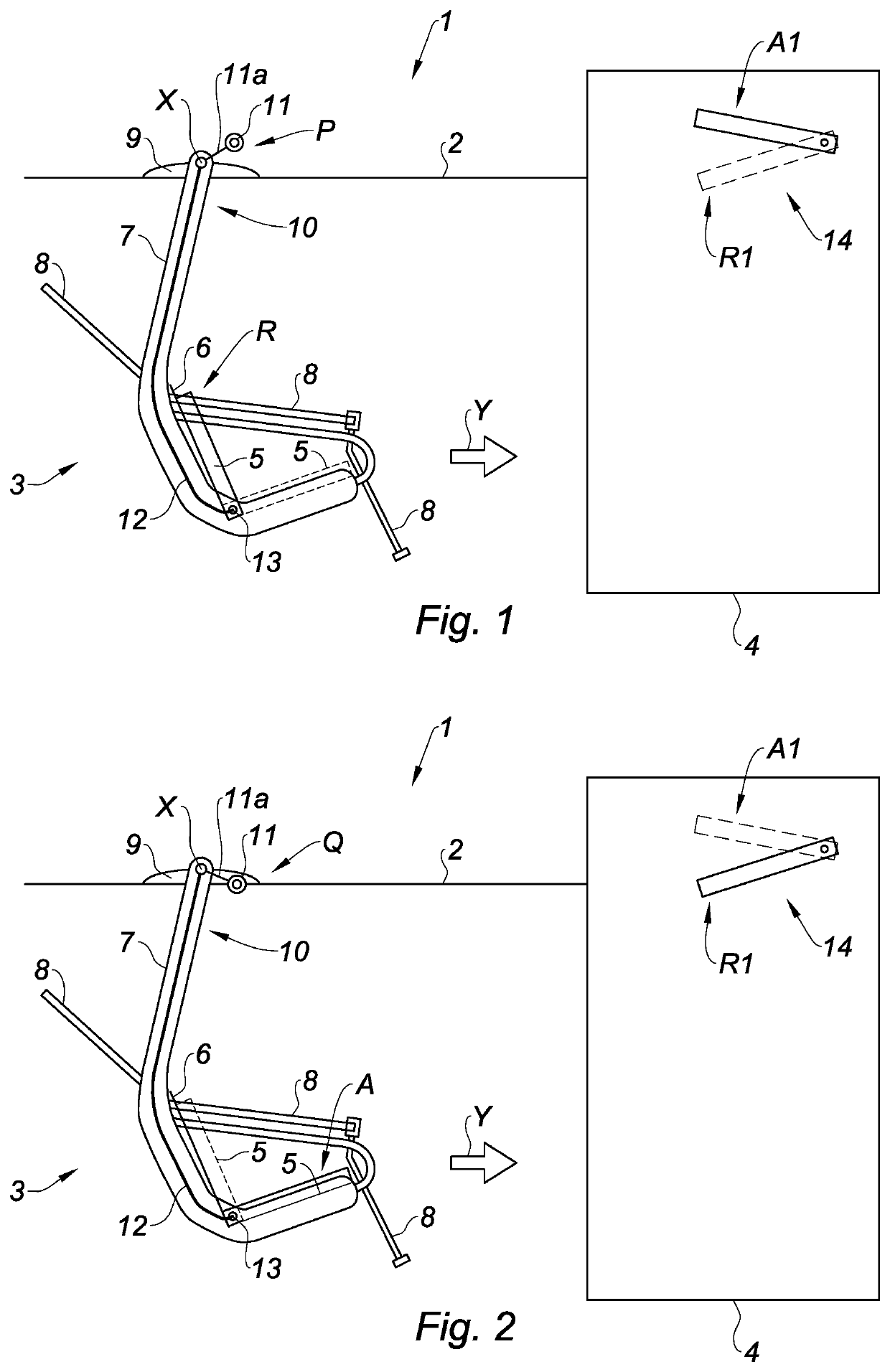 Installation and method of transport by overhead cable