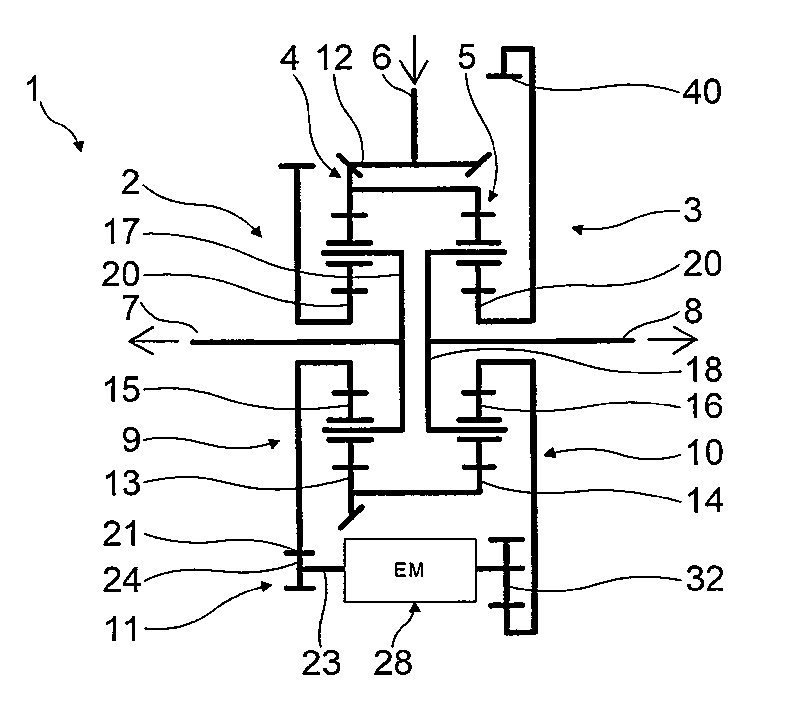 Transmission for distributing a drive torque