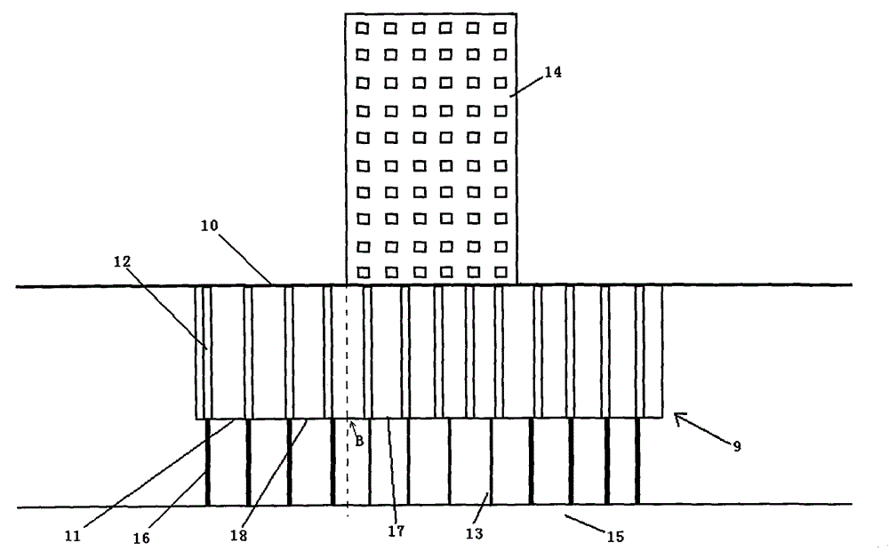 Construction method of building pile body in underground space and building structure of underground space