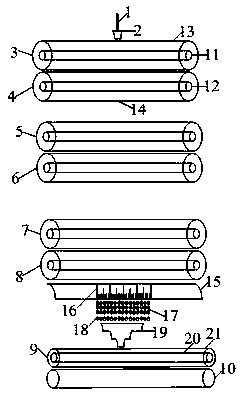 Colored spun yarn production device and production method by performing fiber dyeing and blending operation on spinning process
