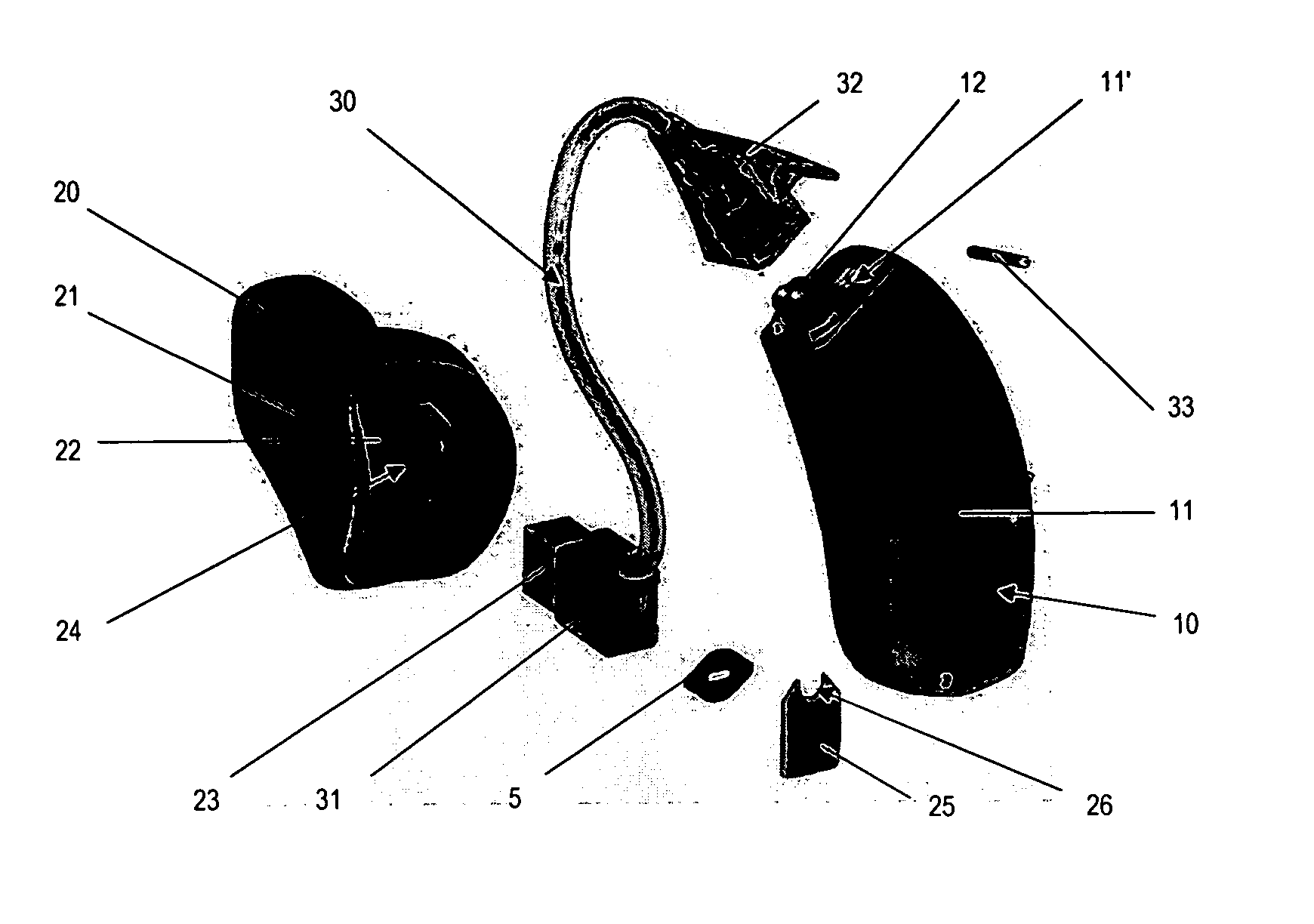 Hearing device with locking system for connectors