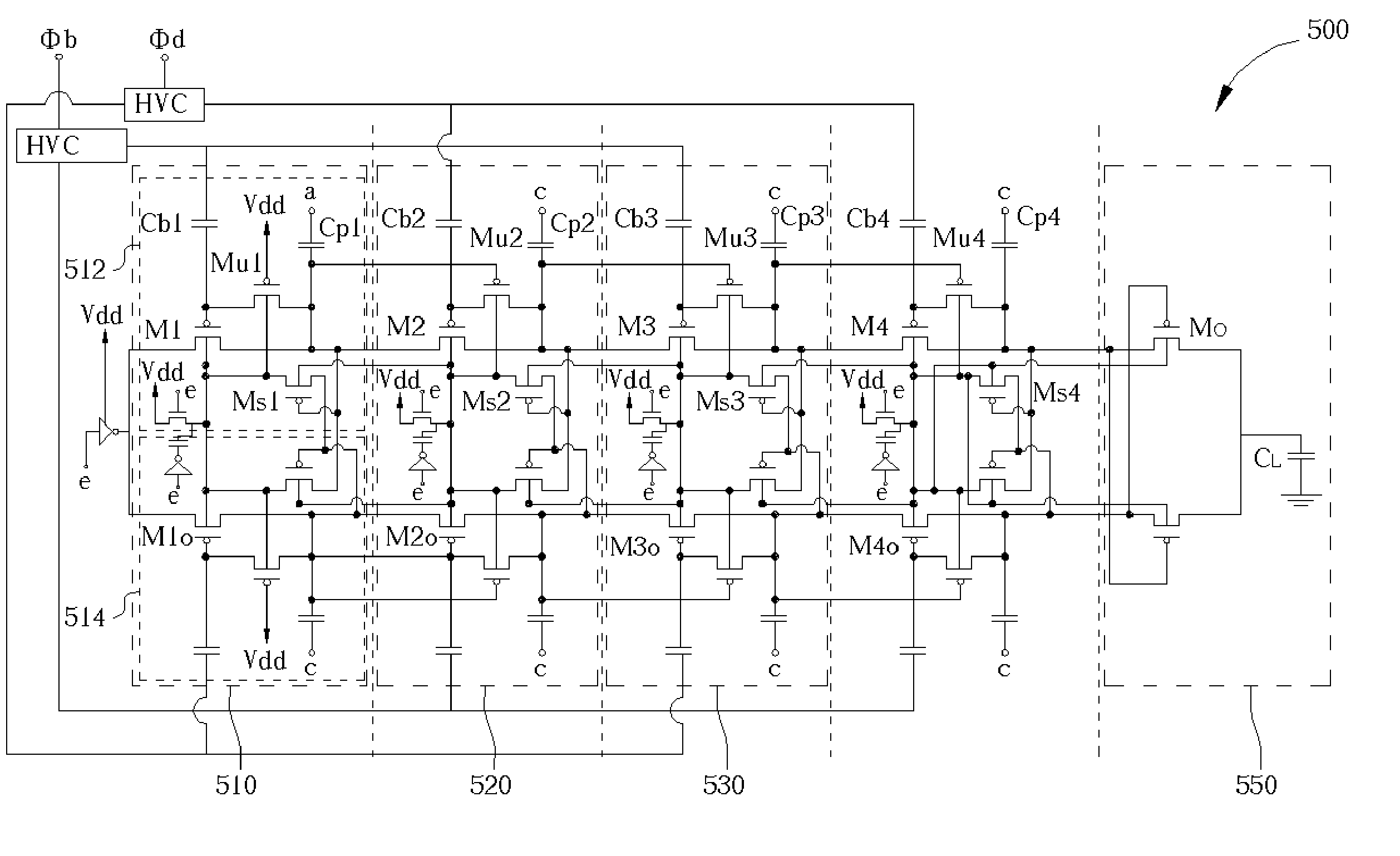 Four-phase dual pumping circuit