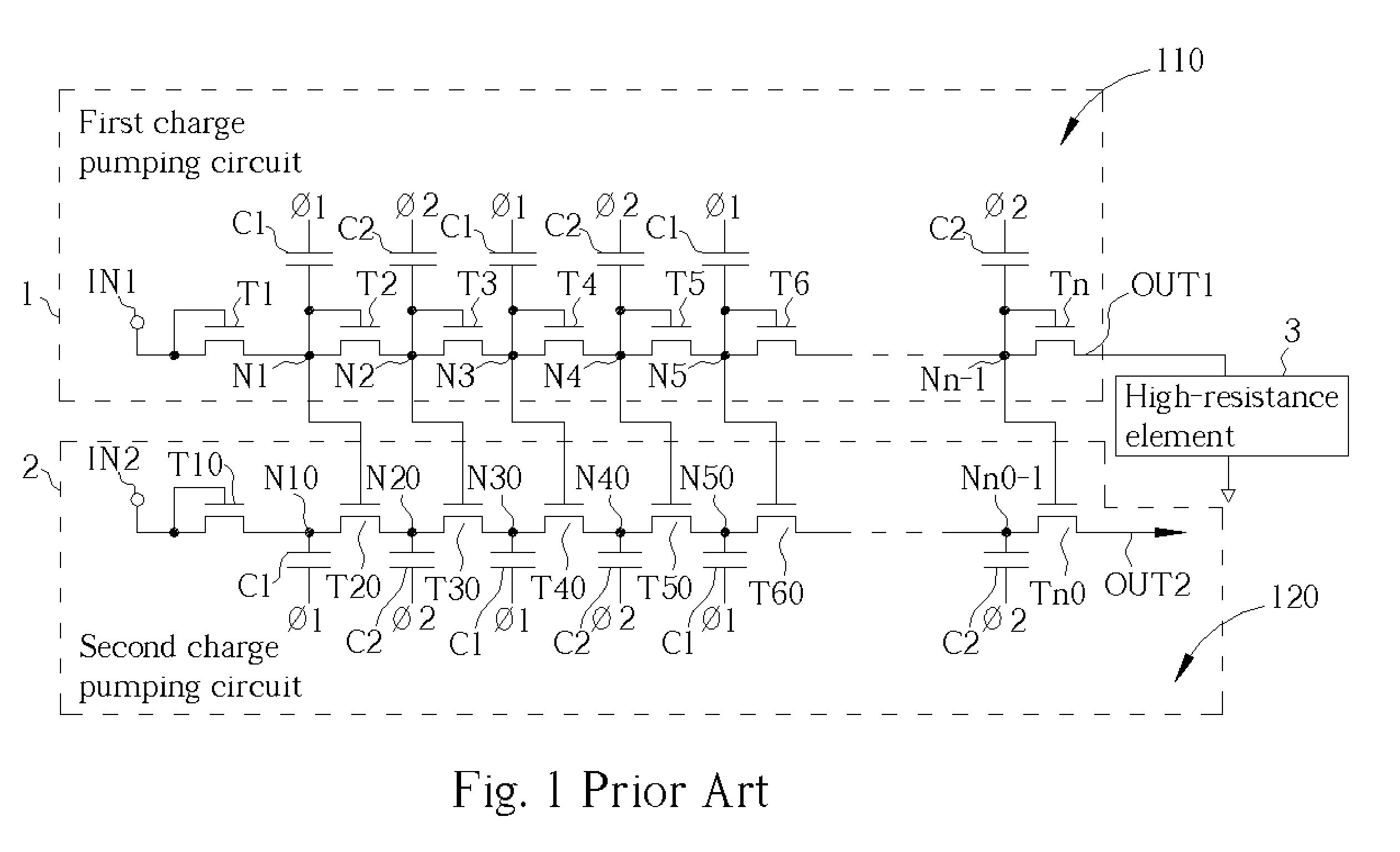 Four-phase dual pumping circuit