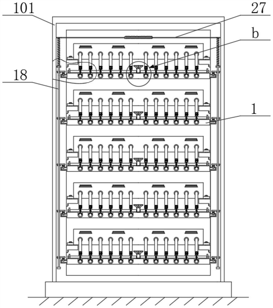 Cabinet cabling rack convenient for limited rotation of electric wire and cabinet