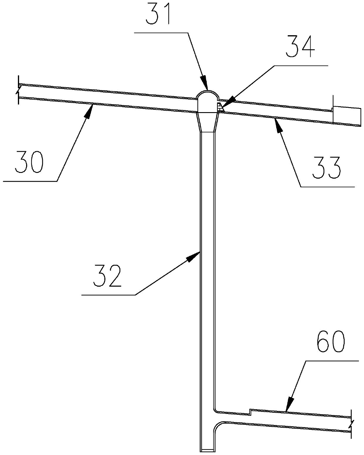 Drainage hole structure used for disposing ditch water of hydropower stations in alpine and canyon areas