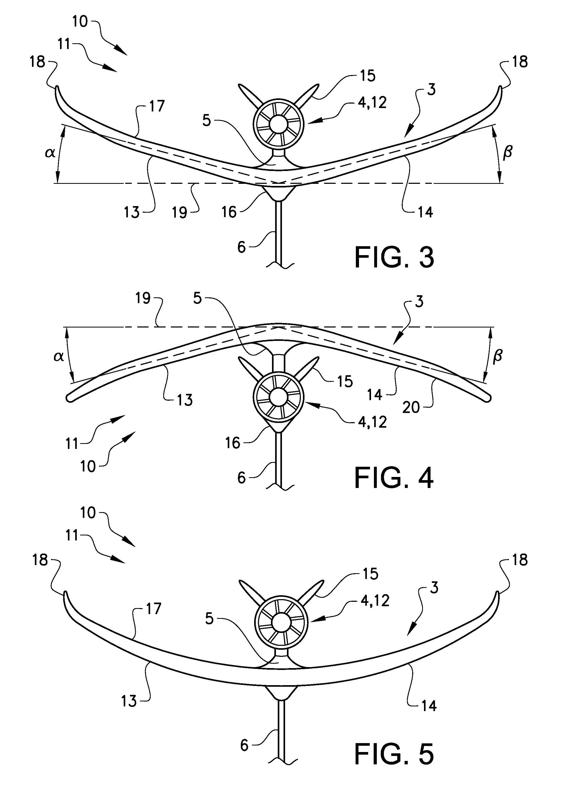 Wing and turbine configuration for power plant