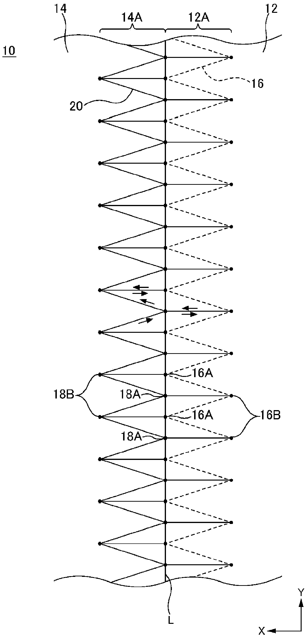 Sewn product and method for sewing material