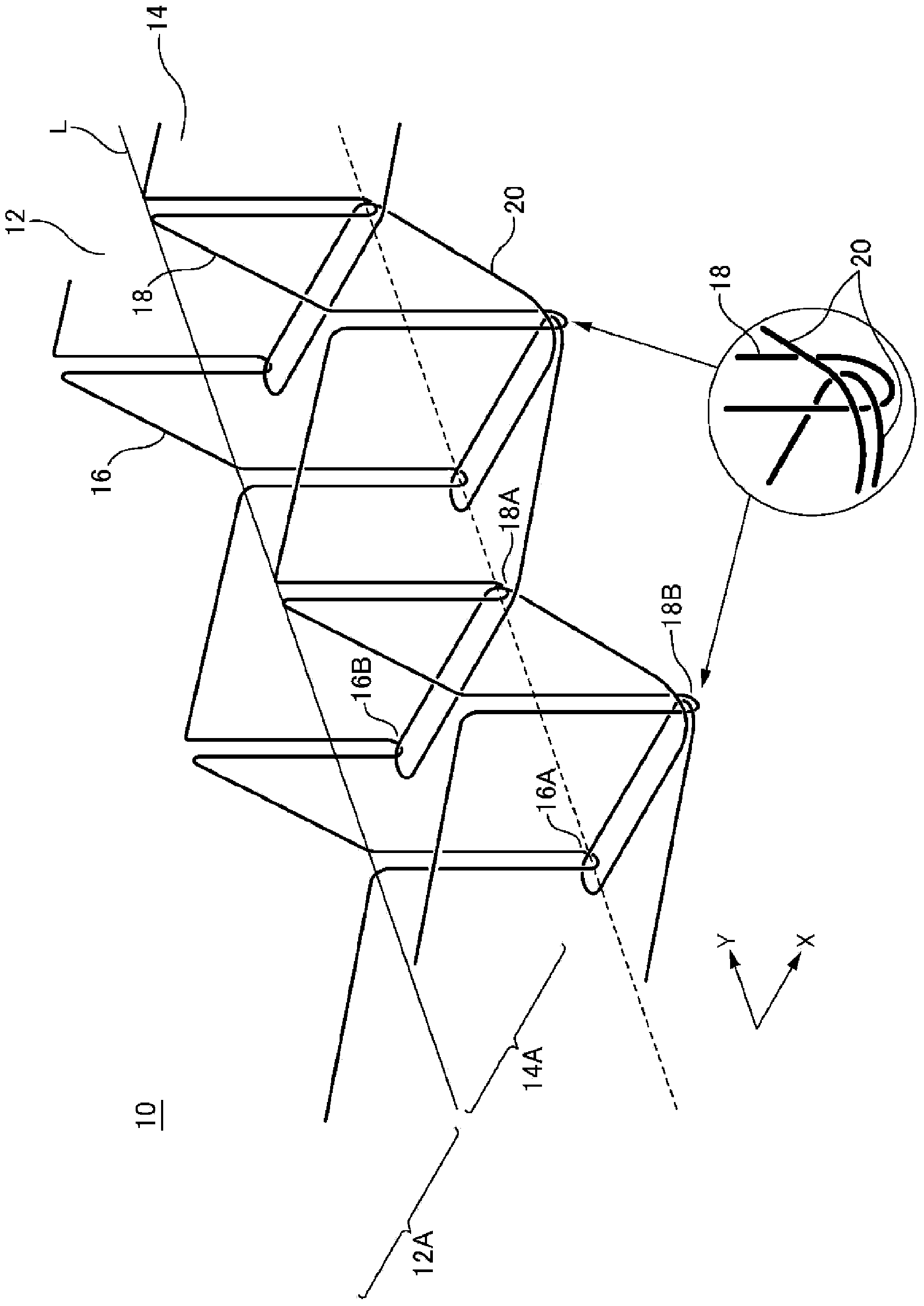 Sewn product and method for sewing material