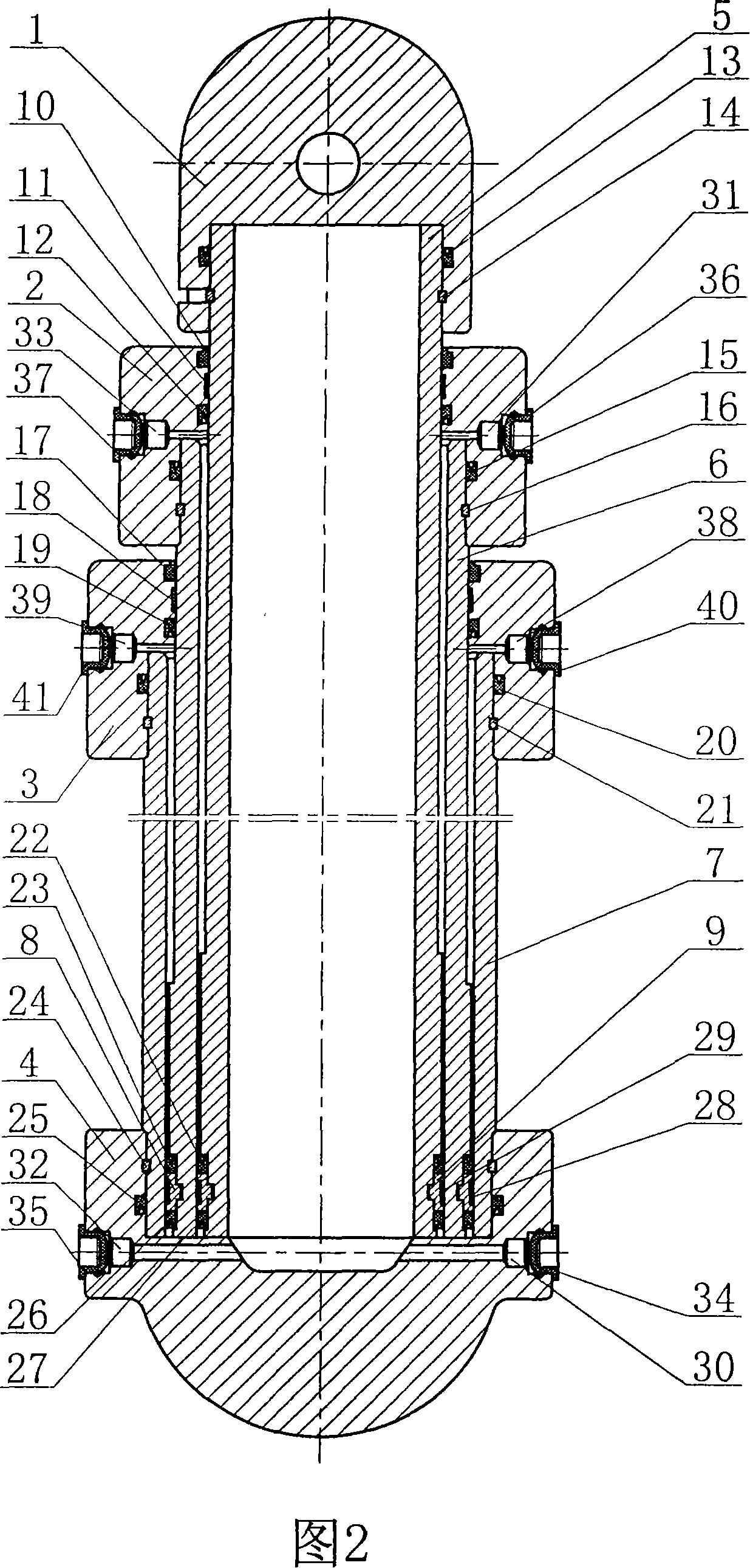 Double extension suspended type hydraulic vertical prop