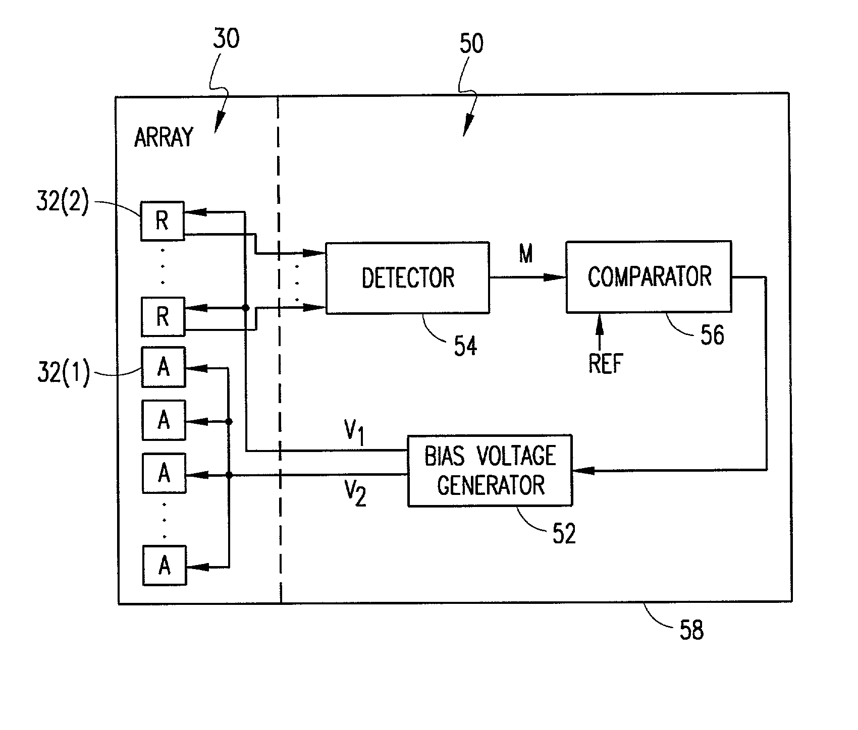 Avalanche photodiode array biasing device and avalanche photodiode structure