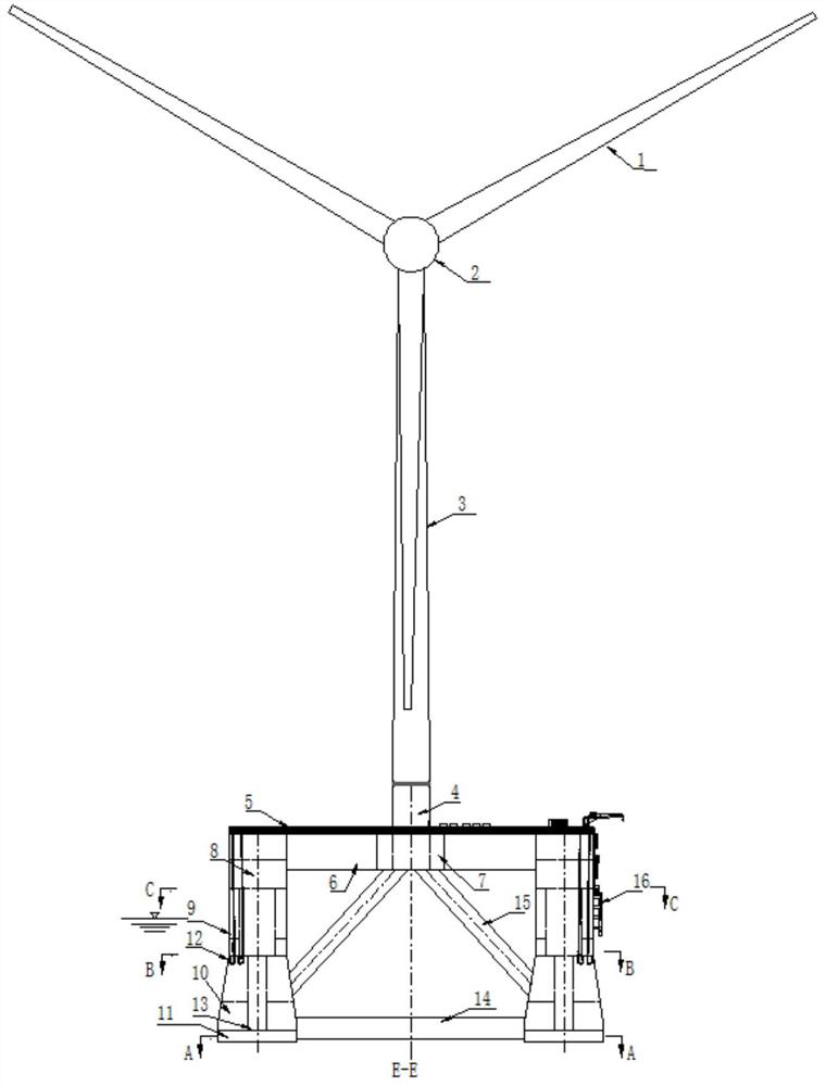 Three-stand-column type offshore wind power generation platform system