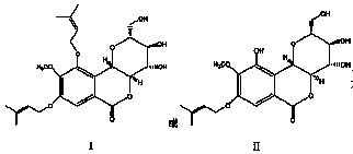 Bergenin isopentene group derivative and preparation method and application thereof