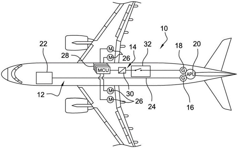 Device for supplying electrical power to an aircraft on the ground and method of using the same