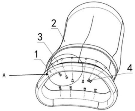 A glue riveting mixed assembly method and assembly structure of composite material lip and air inlet