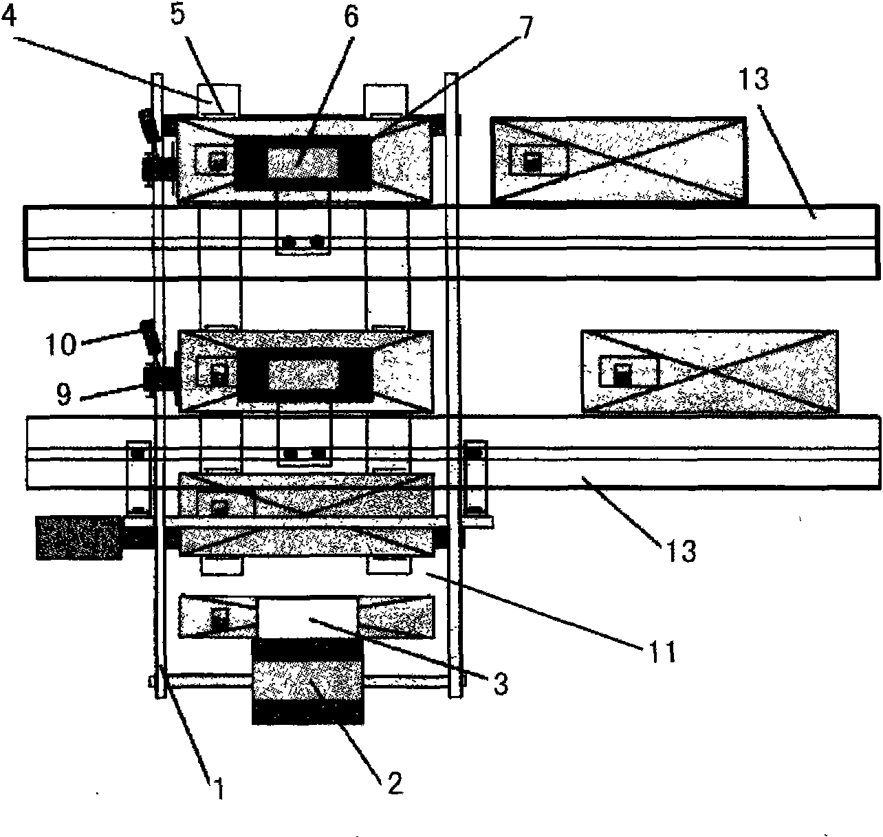 Method and device for conveying collection strip of multiway plume
