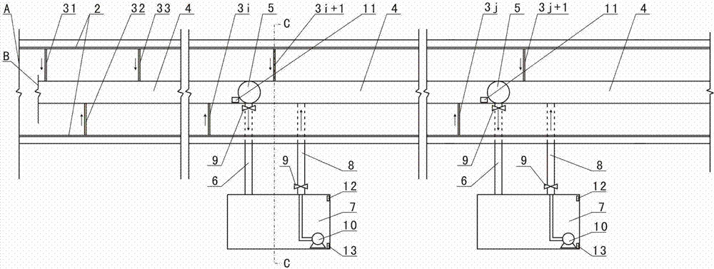 Buffering system for solving scarce drainage capability of central drainage ditch of tunnel and control method of buffering system