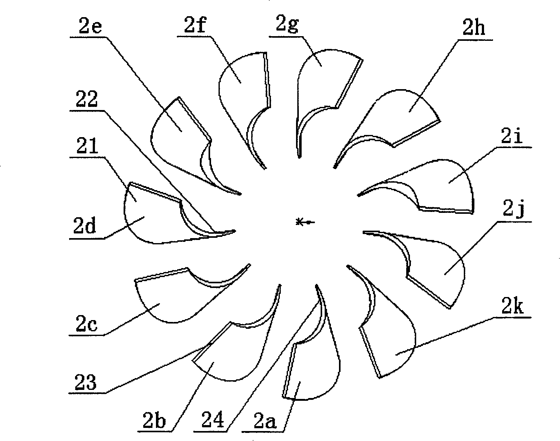 Water jet propelling device guide blade processing method