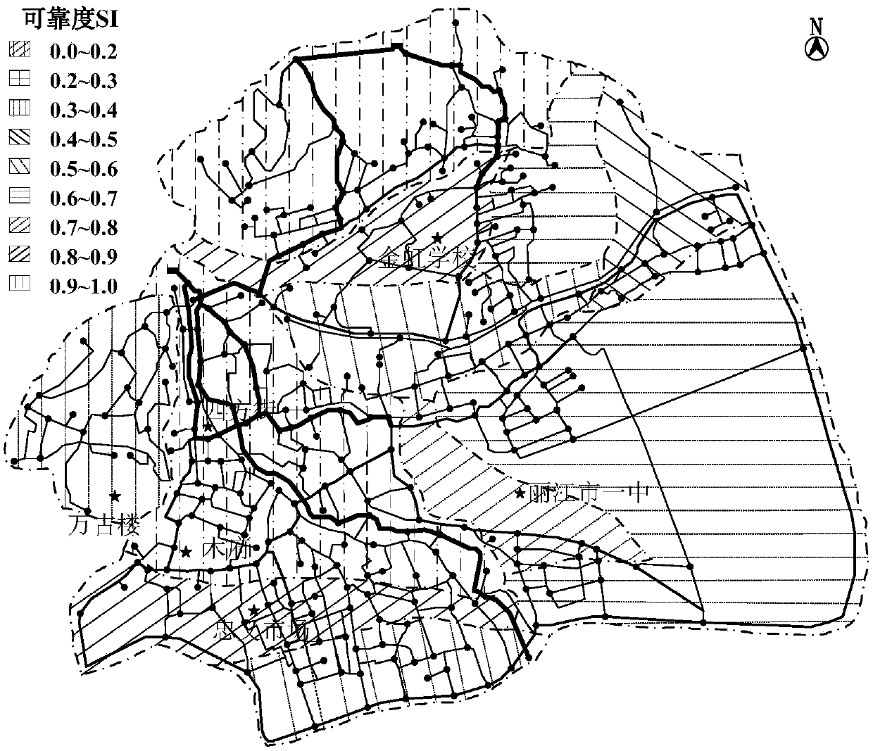 Stochastic simulation method for evaluating reliability of urban water supply network