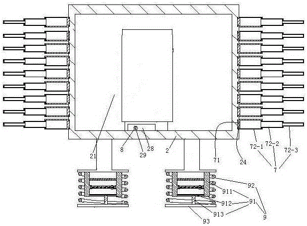 Transformer provided with telescopic external fin radiator with detachable shock absorption pins