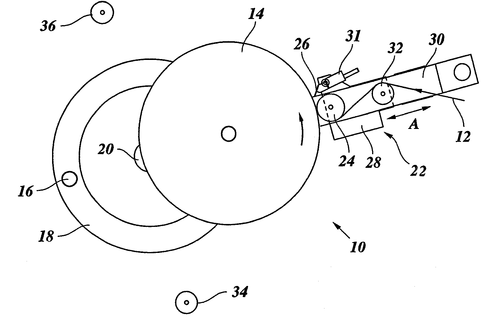 Method for knocking off a web wound on a turret winder