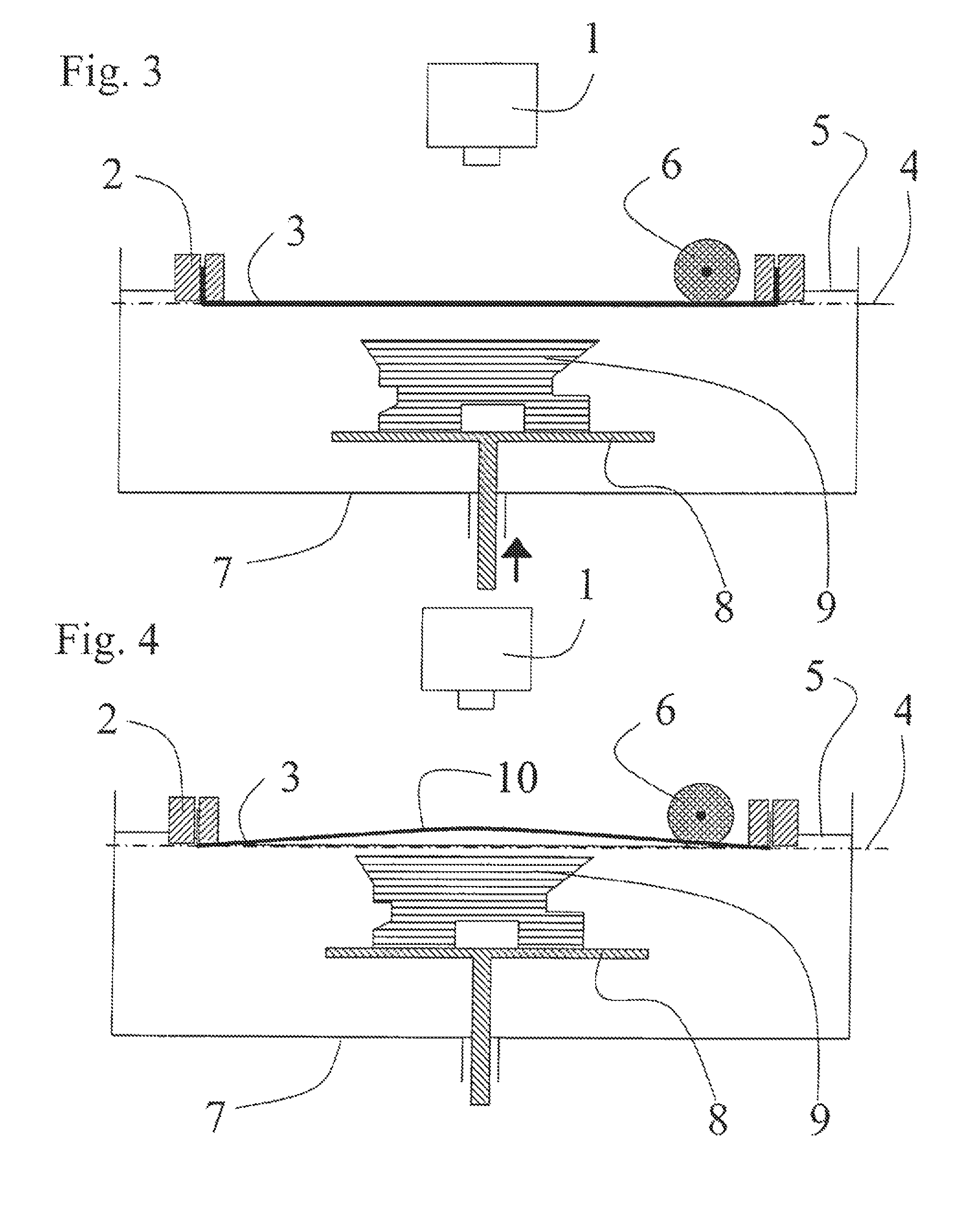 Process for the production of a three-dimensional object with an improved separation of hardened material layers from a construction plane
