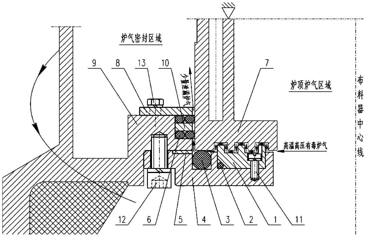 Water-cooled air tight box combination sealing device for blast furnace iron making distributor