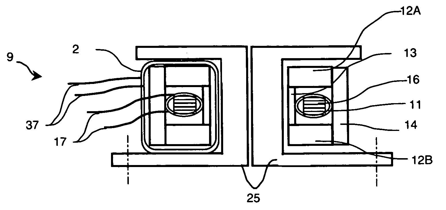 Measuring device for measuring differential current, trip module comprising one such measuring device and switchgear unit having one such module