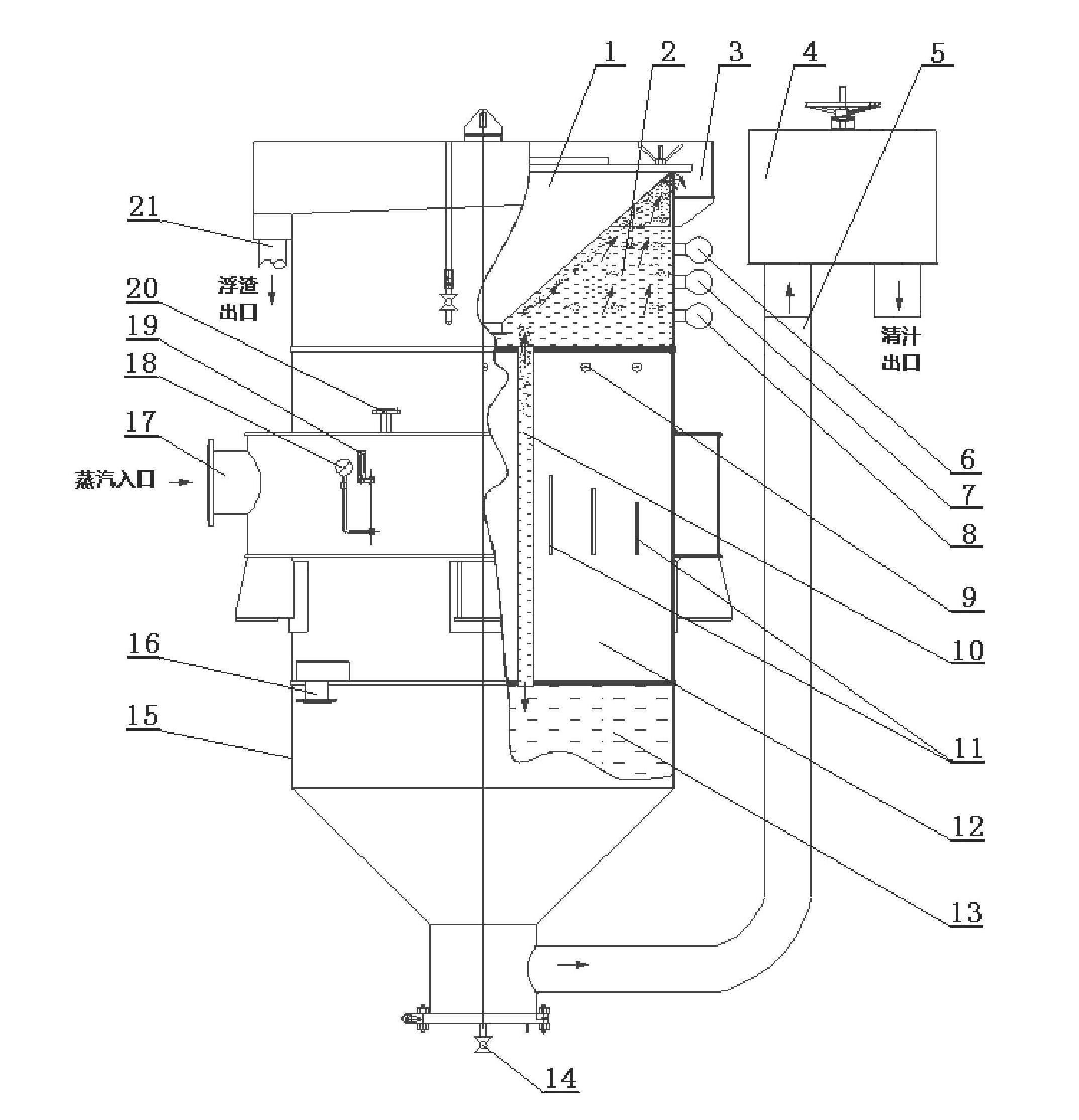 Method and equipment for clarifying cane juice by combining air floatation purification and thermal floatation purification