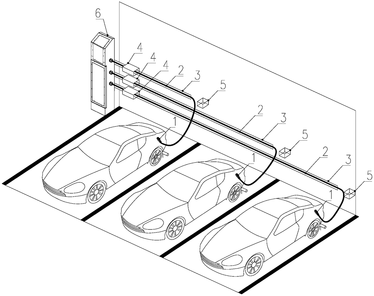 Electric vehicle charging device for single-layer garage