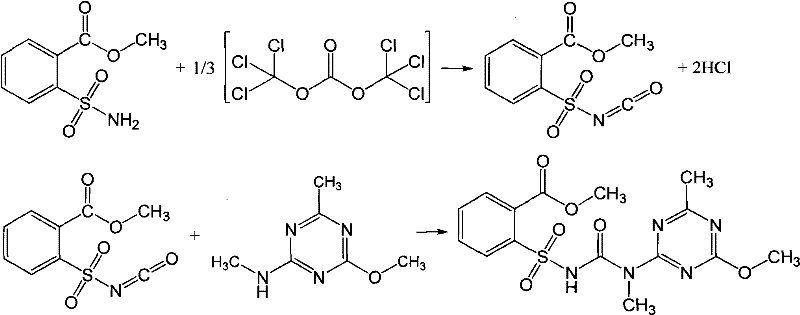 New process for preparing tribenuron-methyl by using one-pot method