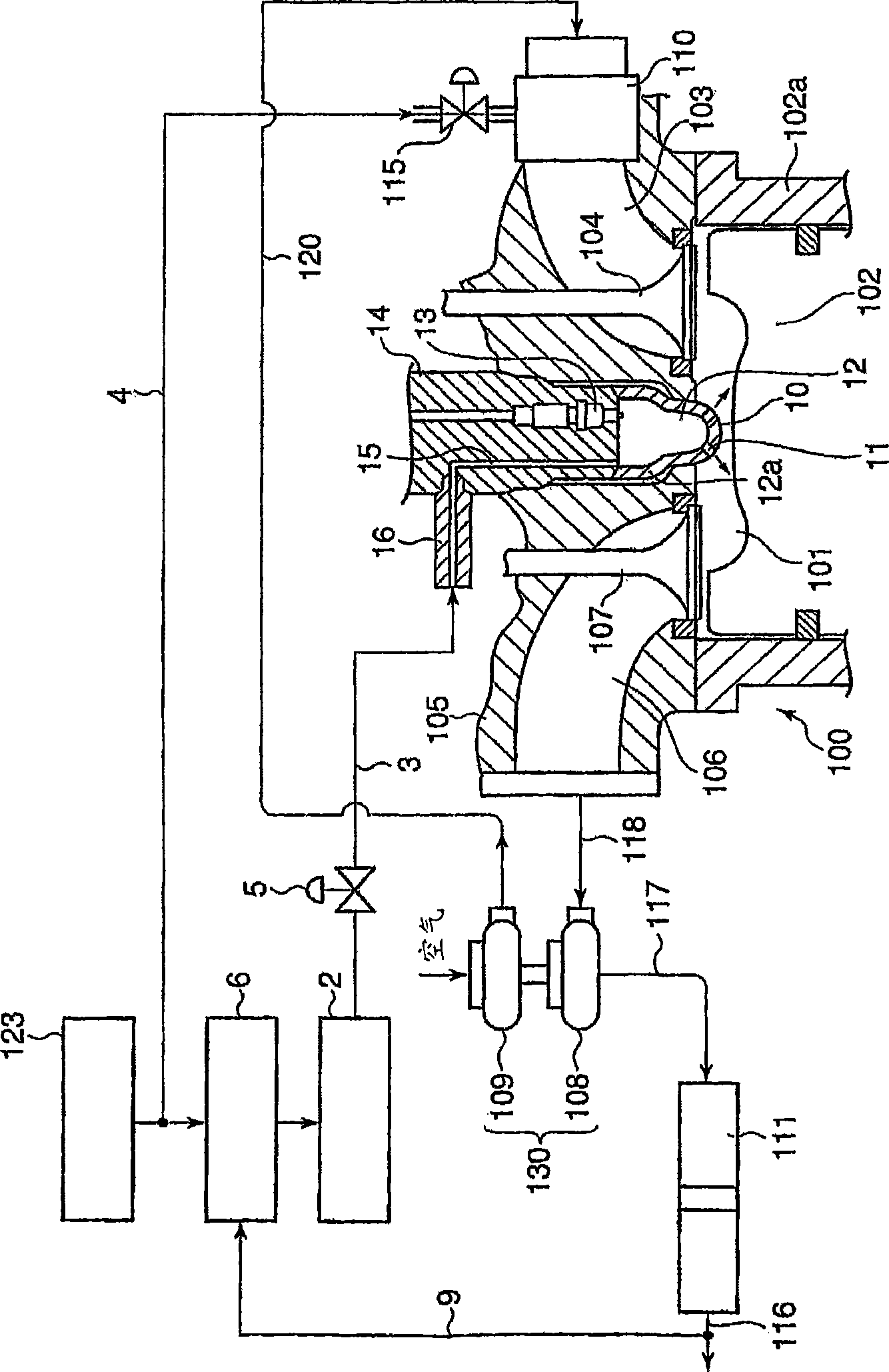 Gas engine using low calorie gas fuel