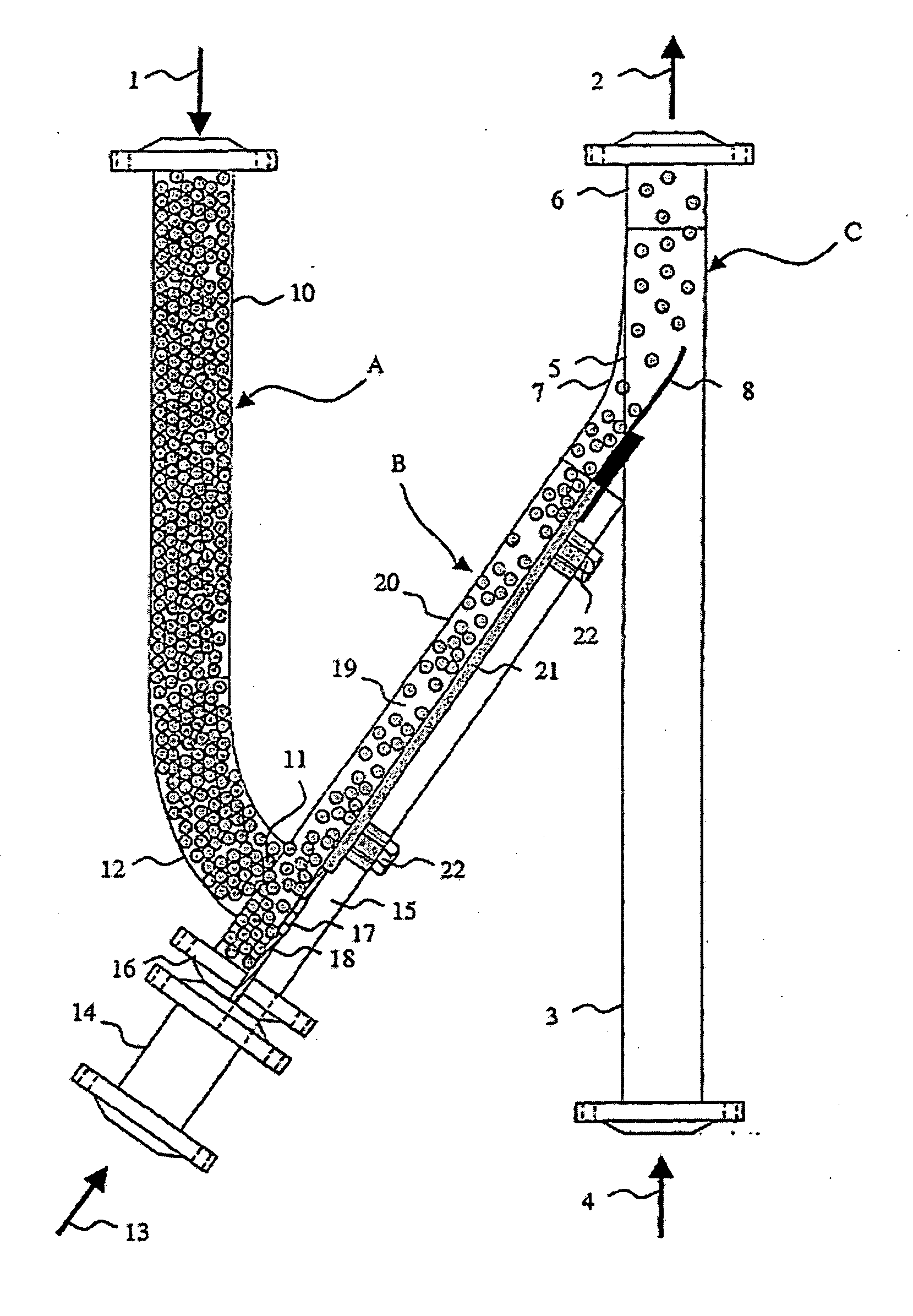 Device for the transport of granular solid particles with a controlled flow rate