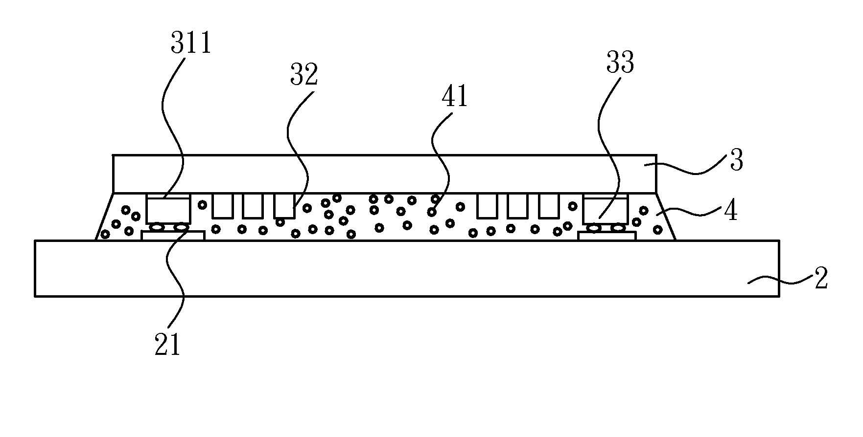 Connection structure for chip-on-glass driver IC and connection method therefor