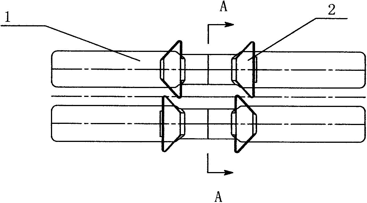 Rubber belt track iron tooth with trapezoidal guide rail surfaces